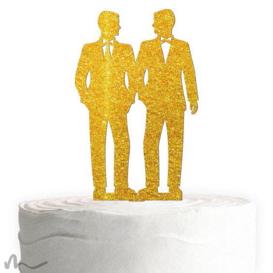 Cake Topper Mr und Mr Gold Glitzer