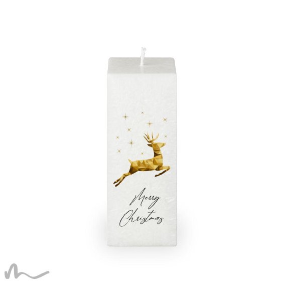 Weihnachtskerze Docht Springender Hirsch 6 x 6 x 15 cm