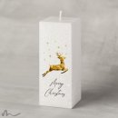 Weihnachtskerze Docht Springender Hirsch 6 x 6 x 15 cm