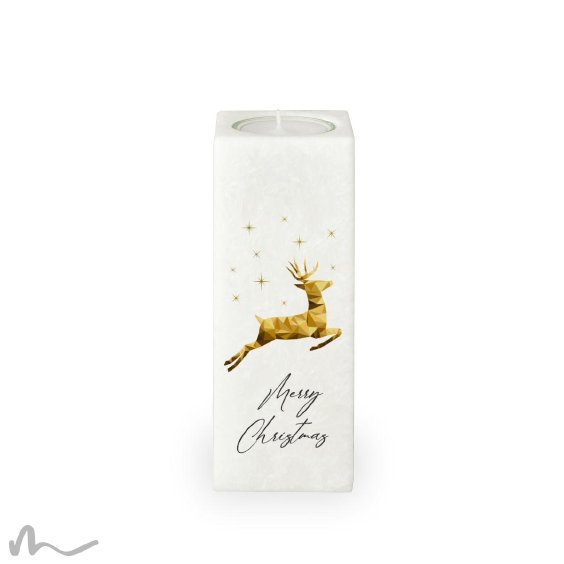 Weihnachtskerze Springender Hirsch 6 x 6 x 15 cm