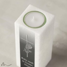 Trauerkerze Rose 6 x 6 x 15 cm