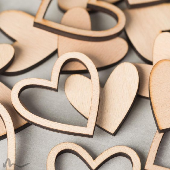 Dekoration Holzherzen-Set gemischt