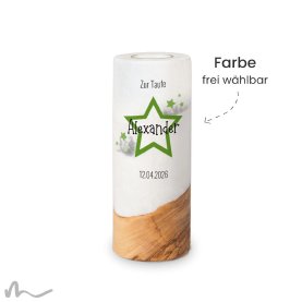 Taufkerze Holzelement Sternenmeer Ø8 x 20 cm