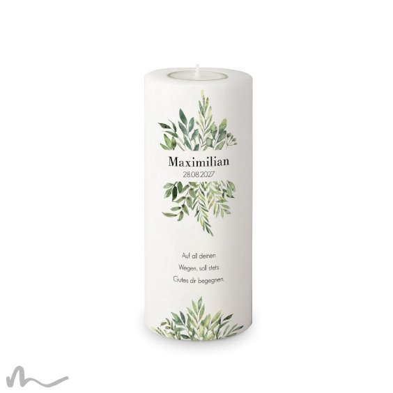 Konfirmationskerze Greenery Ø8 x 20 cm