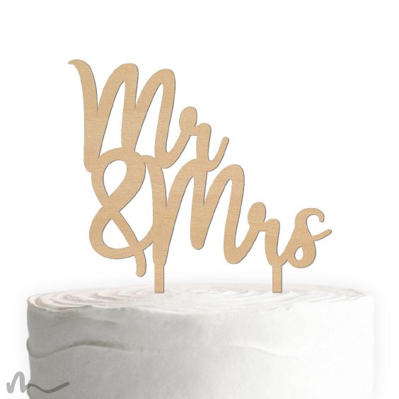 Cake Topper Mr und Mrs Schriftzug Holz