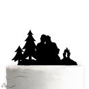 Cake Topper Paar am Lagerfeuer Schwarz