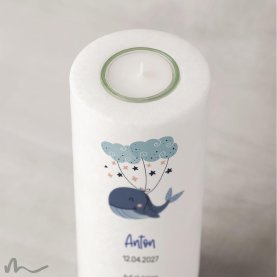 Kommunionkerze Blauwal Ø8 x 20 cm