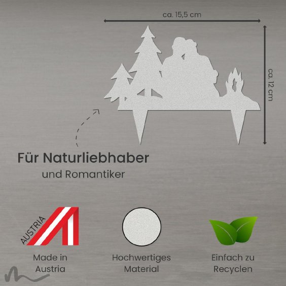 Cake Topper Paar am Lagerfeuer Satiniert