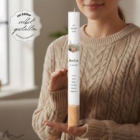 Taufkerze Holzelement Docht Rehkitz Ø4 x 40 cm