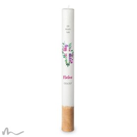 Taufkerze Holzelement Docht Florales Kreuz Ø4 x 40 cm