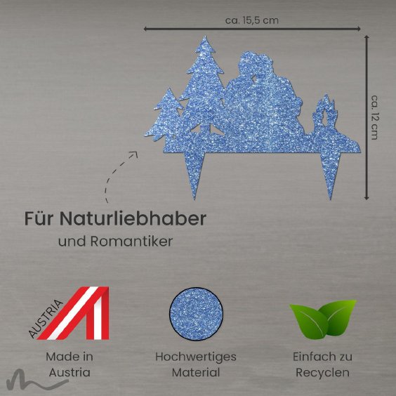 Cake Topper Paar am Lagerfeuer Blau Glitzer