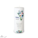Kommunionkerze Docht Florales Kreuz Blau Ø8 x 20 cm