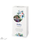 Kommunionkerze Florales Kreuz Blau 10 x 20 cm mit Foto