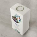 Kommunionkerze Florales Kreuz Blau 10 x 20 cm mit Foto
