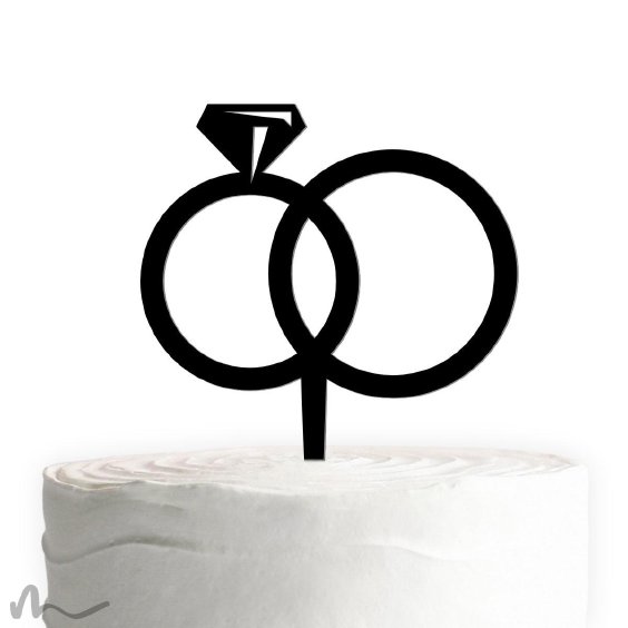 Cake Topper Ringe Diamant Schwarz