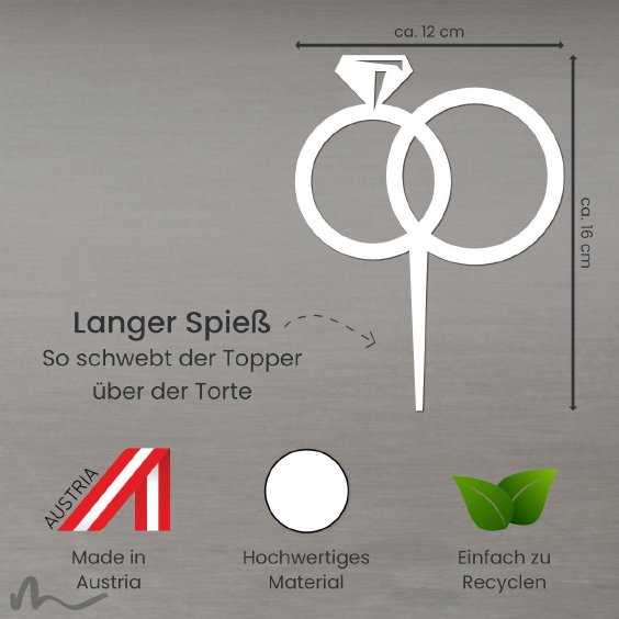 Cake Topper Ringe Diamant Weiss