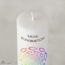 Konfirmationskerze Holzelement Docht Regenbogenfische Ø6 x 25 cm