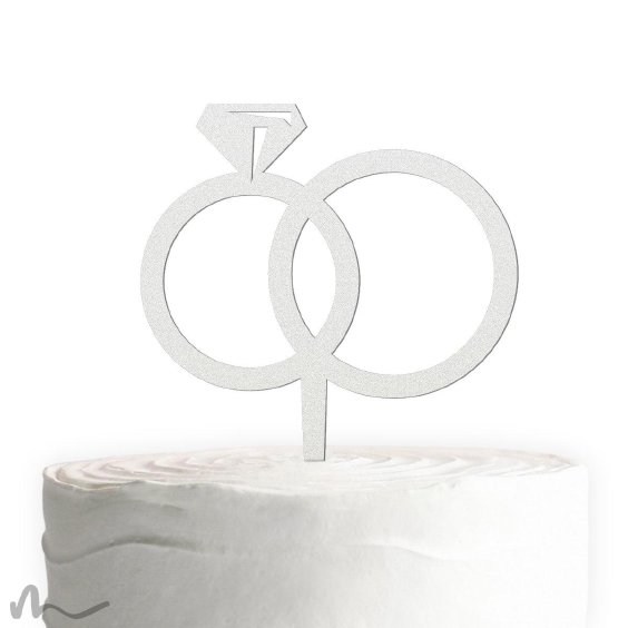Cake Topper Ringe Diamant Satiniert