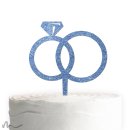 Cake Topper Ringe Diamant Blau Glitzer