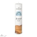 Konfirmationskerze Holzelement Docht Regenbogen Blautöne Ø6 x 25 cm