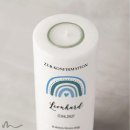 Konfirmationskerze Regenbogen Blautöne Ø8 x 20 cm