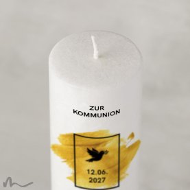 Kommunionkerze Holzelement Docht Goldene Zeiten Ø6 x 25 cm