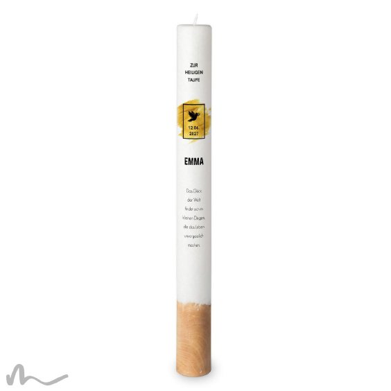 Taufkerze Holzelement Docht Goldene Zeiten Ø4 x 40 cm