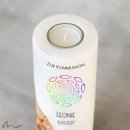 Kommunionkerze Holzelement Regenbogenfische Ø8 x 20 cm