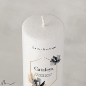 Konfirmationskerze Holzelement Docht Zeitlos Elegant Ø6 x 25 cm