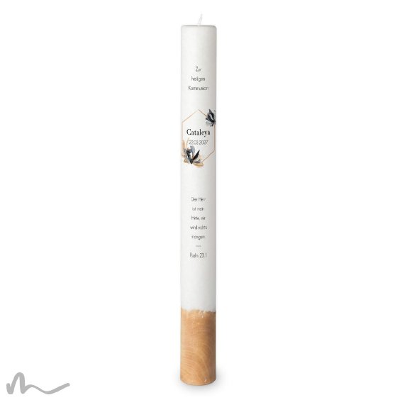 Kommunionkerze Holzelement Docht Zeitlos Elegant Ø4 x 40 cm