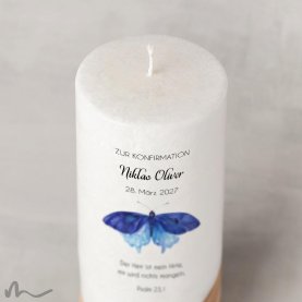 Konfirmationskerze Holzelement Docht Stille Stunde Ø8 x 20 cm