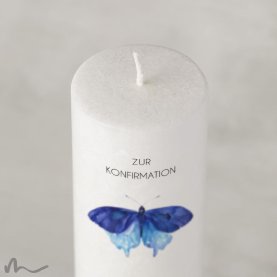 Konfirmationskerze Holzelement Docht Stille Stunde Ø6 x 25 cm