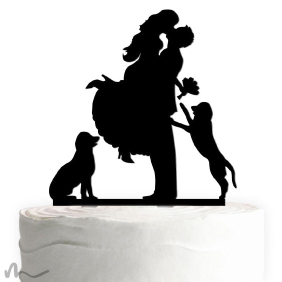 Cake Topper Sprung mit Hunden Schwarz