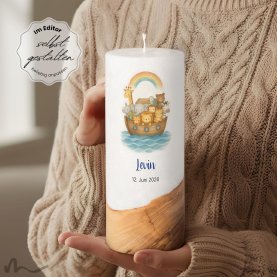 Taufkerze Holzelement Docht Arche Noah Ø8 x 20 cm