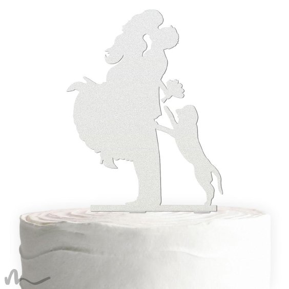 Cake Topper Sprung mit Hund Satiniert