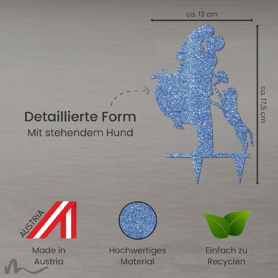 Cake Topper Sprung mit Hund Blau Glitzer