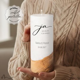 Hochzeitskerze Holzelement Docht Ja Ø8 x 20 cm