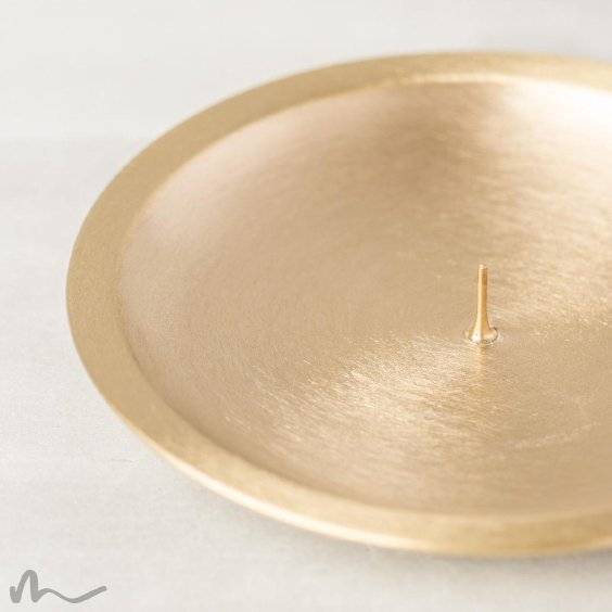 Kerzenteller Messing gebürstet mit Dorn gold Ø 13 cm zweite Wahl