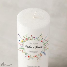 Hochzeitskerze Docht Wiesenblumen Ø8 x 20 cm