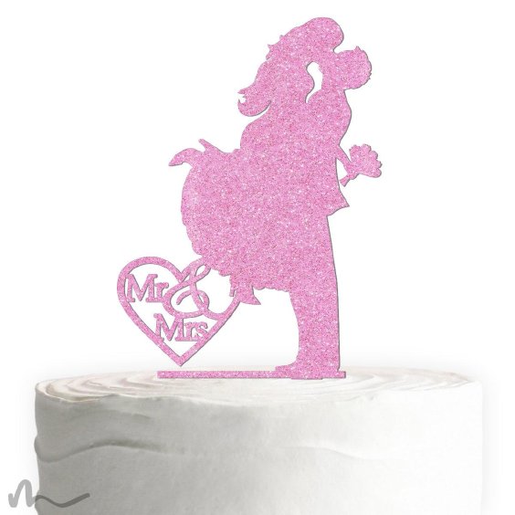 Cake Topper Sprung Pink Glitzer