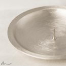 Kerzenteller Messing gebürstet mit Dorn silber Ø 10 cm
