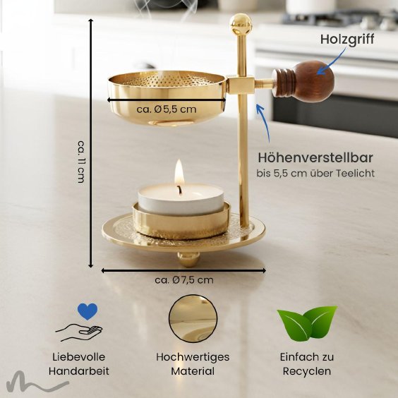 Räucherstövchen Messing gold Ø 7.5 x 11 cm