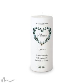 Trauerkerze Docht Blätterherz Ø8 x 20 cm