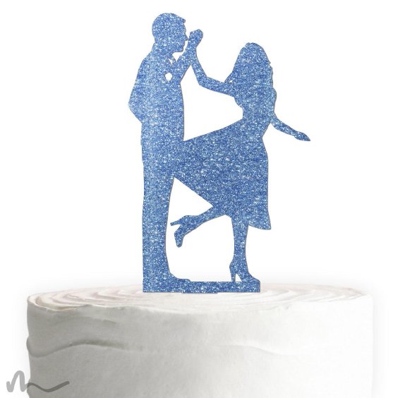Cake Topper Tanz Blau Glitzer