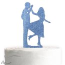 Cake Topper Tanz Blau Glitzer