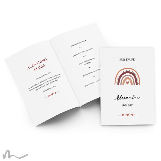 Kirchenheft Taufe Regenbogen Erdtöne 15 x 21 cm