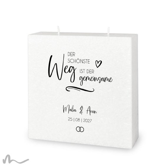 Hochzeitskerze Docht Gemeinsamer Weg 20 x 20 cm