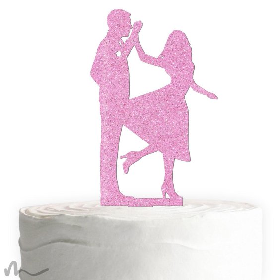 Cake Topper Tanz Pink Glitzer