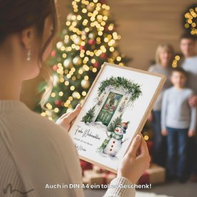 Geldgeschenk Poster Frohe Weihnachten Schneemann