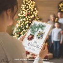 Geldgeschenk Poster Frohe Weihnachten Stern Kugel Rot